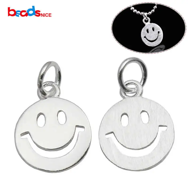 

Beadsnice Smiley Face Charm Pendant 925 Sterling Silver Happy Face Charm Handmade Jewelry Findings Bracelet Charms ID 35626