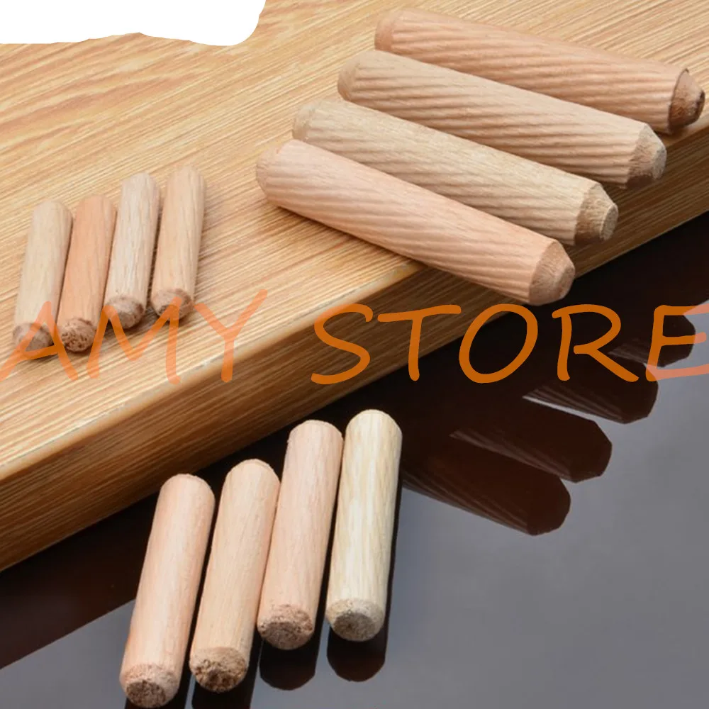 50-200Pcs di Legno Mobili Lato Tassello di legno Del Cassetto Del Governo Rotonda Scanalata Mestiere di Legno Tassello di Spilli Canne Set M6 M8 m10