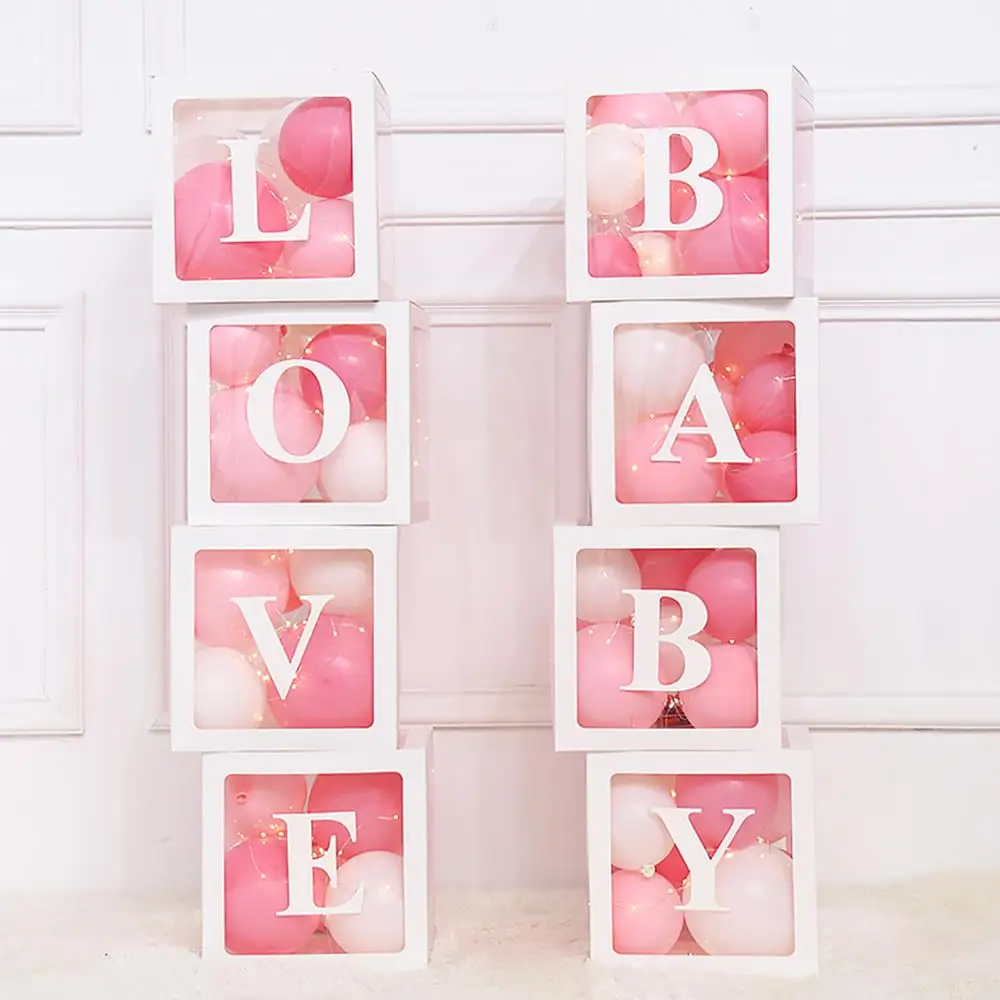 Huiran Transparent Balloon Storage Box For Wedding Party Bride To Be Paper Letters Carton Box Birthday Cardboard Box Baby Shower