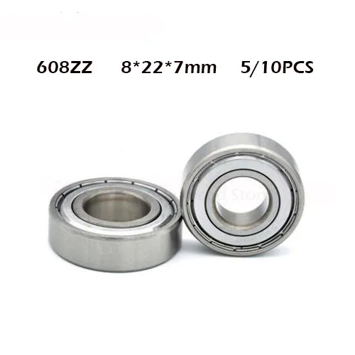 5/10pc/lot 608ZZ Bearing steel/Bearing Deep Groove Ball Miniature Bearings 608-ZZ 8*22*7mm 8x22x7 High Quality Chrome Steel