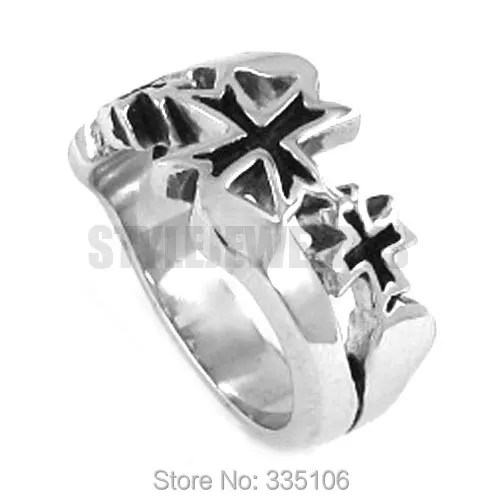 Free shipping! Classic Cross Ring Stainless Steel Jewelry Gothic Motor Biker Ring Punk Ring SWR0197