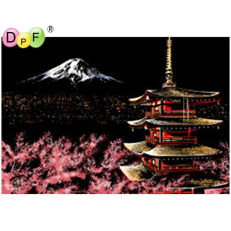 DPF Scratch Pictures Paper 41x28.7cm Creative Set Screen Postcard Japan Mount Fuji Art Gifts Fashion DIY Drawing Picture Wall