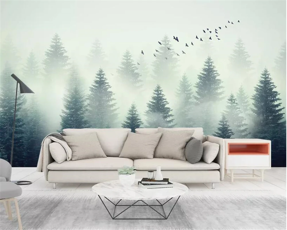 

beibehang Custom Photo Wallpaper Nature Landscape forest flying birds Mural Living Room Sofa Bedroom Modern 3d wallpaper