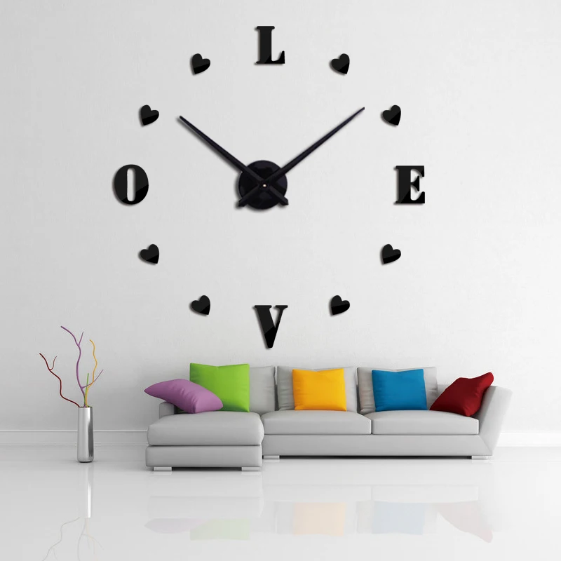 Fashion Diy 3d Wall Clock Design Acrylic Mirror Clocks Stickers Large Living Room Decorative  House Clock On The Wall