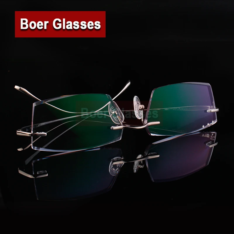 

New Fashion Titanium Eye Glasses Myopia Spectacle Optical Prescription Eyewear Trimming Male Eyeglasses Men Frames Rimless 088