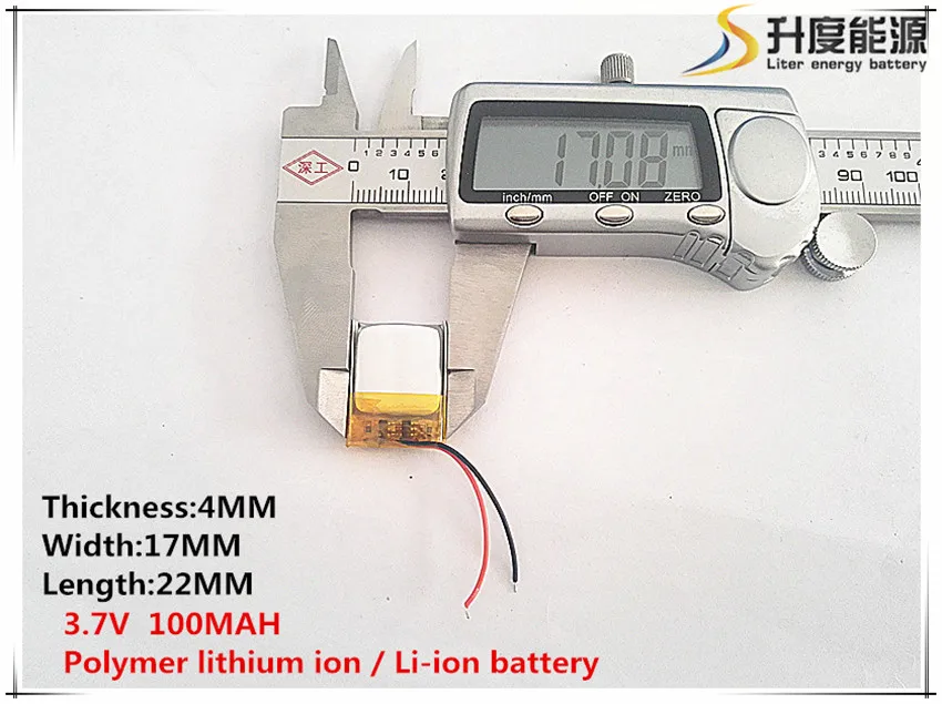 Batterie Lithium-polymère Rechargeable, 3.7V, 100mAh, 401722, li-ion, pour tablette mobile, Mp3, MP4, MP5, GPS