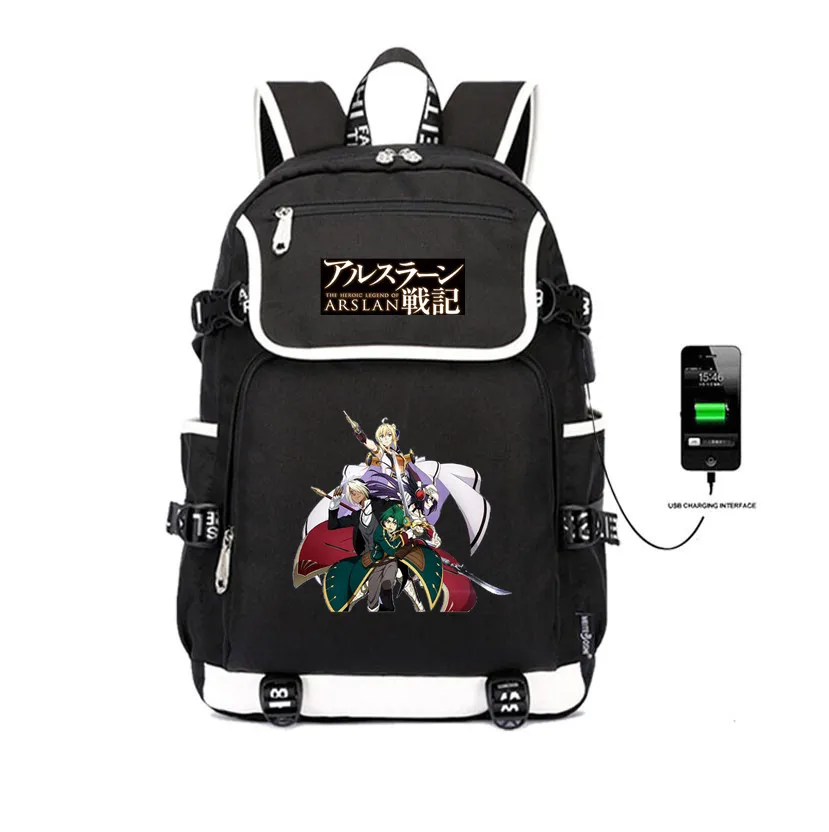 anime Record of Grancrest War backpack USB Charging women men package teenager Travel bag School Students book Bag