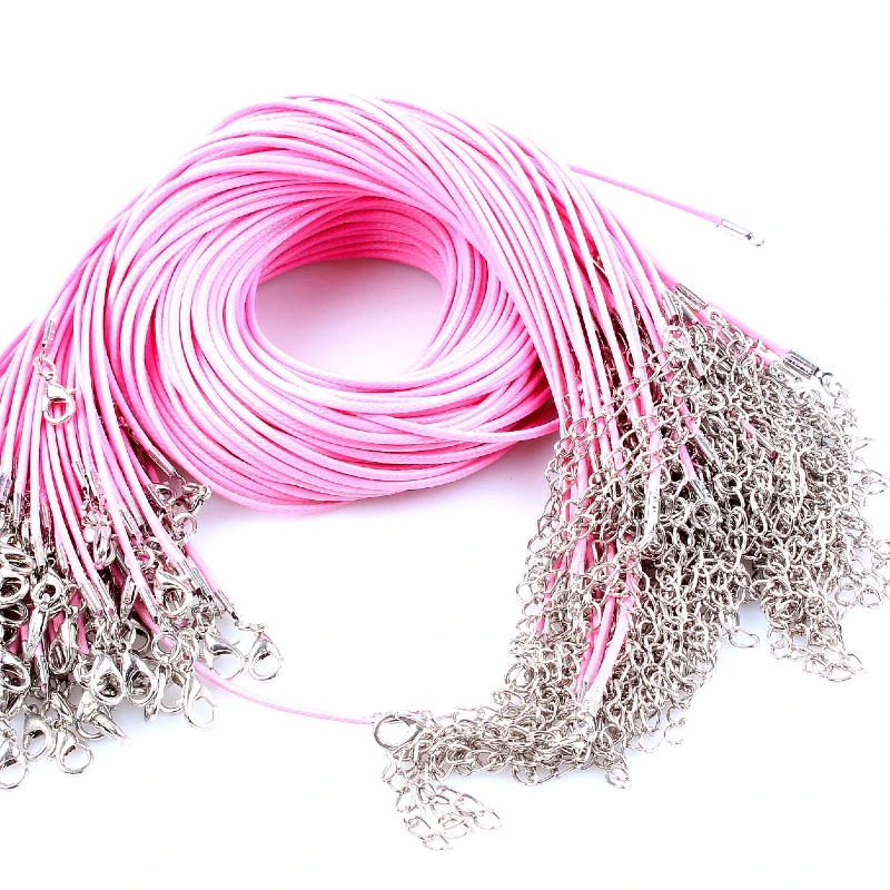 QianBei QianBei Pink Waxen Cord Necklace Women Fashion Lobster Clasp Necklaces Men Accessories Jewelry DIY Wholesale 100pcs free