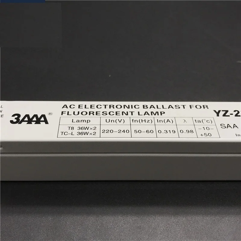 Imagem -02 - Reator Eletrônico Imediato da Lâmpada Fluorescente do Começo 3aaa Yz236eaa para as Lâmpadas de t8 Tc-l 36wx2 ac 220-240 v Ccc ce cb