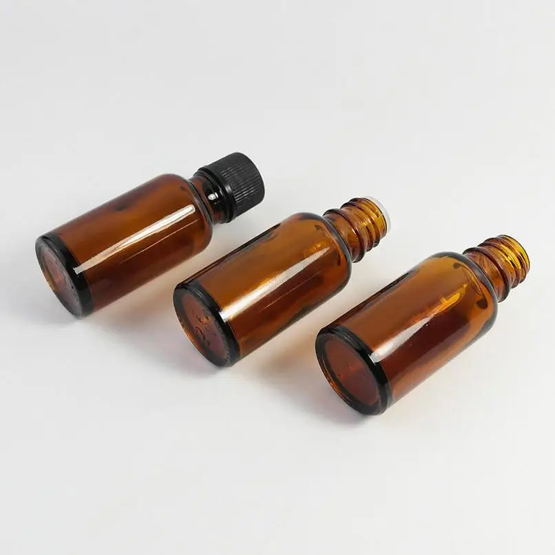 Wholesale 20ml Brown Glass Essential Oil Bottle With Tamper Evident Cap, Empty Boston Round Glass Bottles