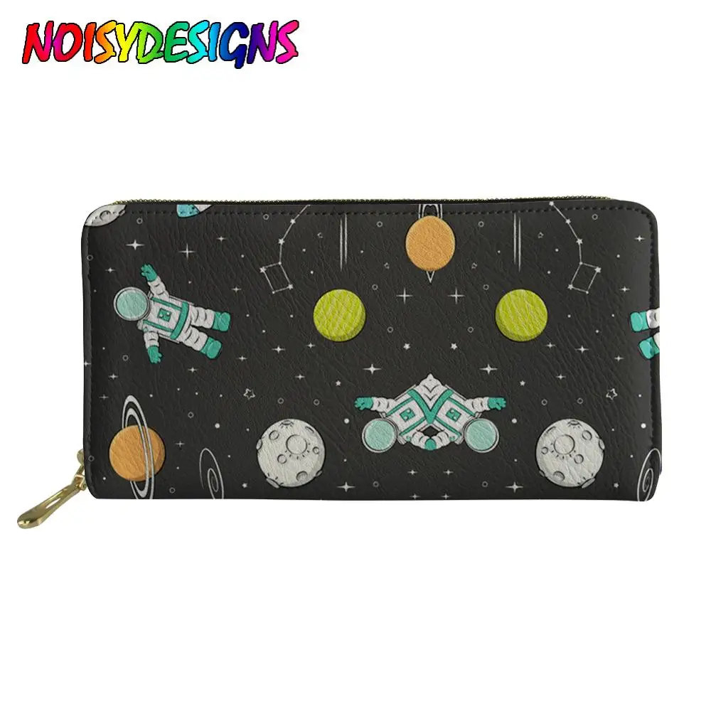 

NOISYDESIGNS Robots in Space Print Female Wallet Day Clutch Purse Space Dogs Cats Female Fashion Wallet Shopping Money Bag Girl