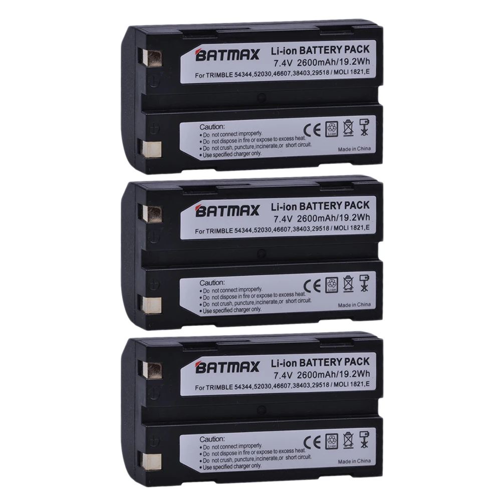 3Pcs 2600mAh Battery for Trimble 54344, 92600 Pentax Battery + Dual USB Charger for Trimble 5700 5800,MT1000,R7,R8 GPS Receiver