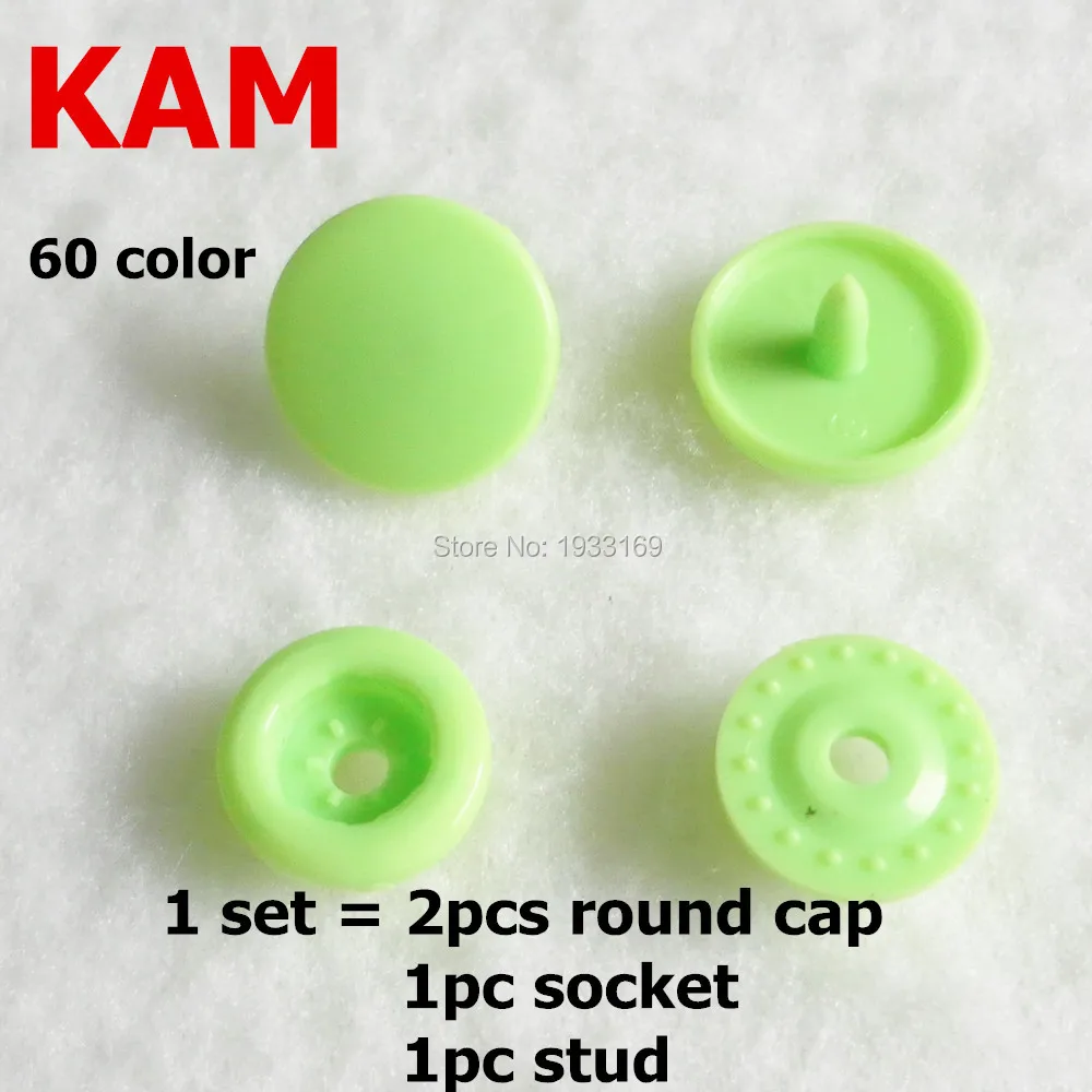 

Chenkai 500sets KAM T5 Size 20 Plastic Resin Snaps Buttons DIY Glossy baby diaper Resin Press Poppers Snaps 12.4mm cap