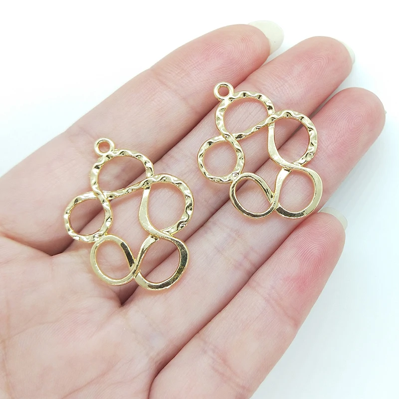 New Fashion 31mm 6pieces/bag Zinc Alloy Gold Flowers Porous Connector Charms Linker for DIY Necklace Earring Jewelry Accessories