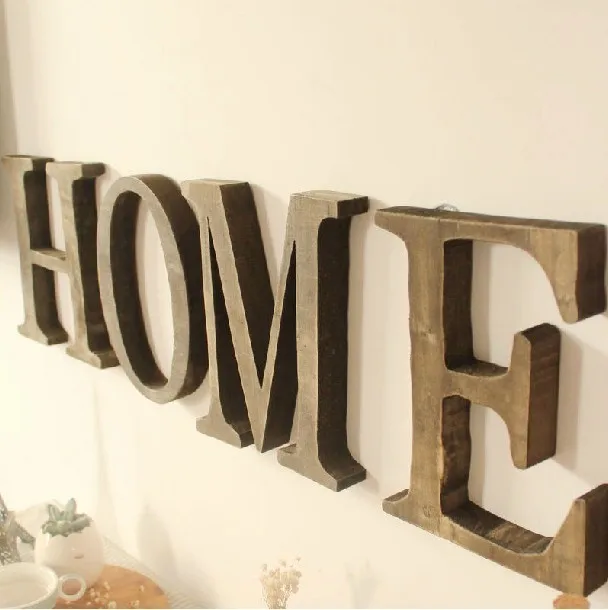 10cm Tall Vintage Wood English Letter Retro Creative Alphabet Numbers Home Bar Coffee Wedding Decoration Craft