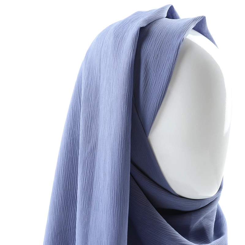 Hijab de gasa de crepé liso para mujer, chales musulmanes de una pieza, 70x180cm, suave y largo, arrugado