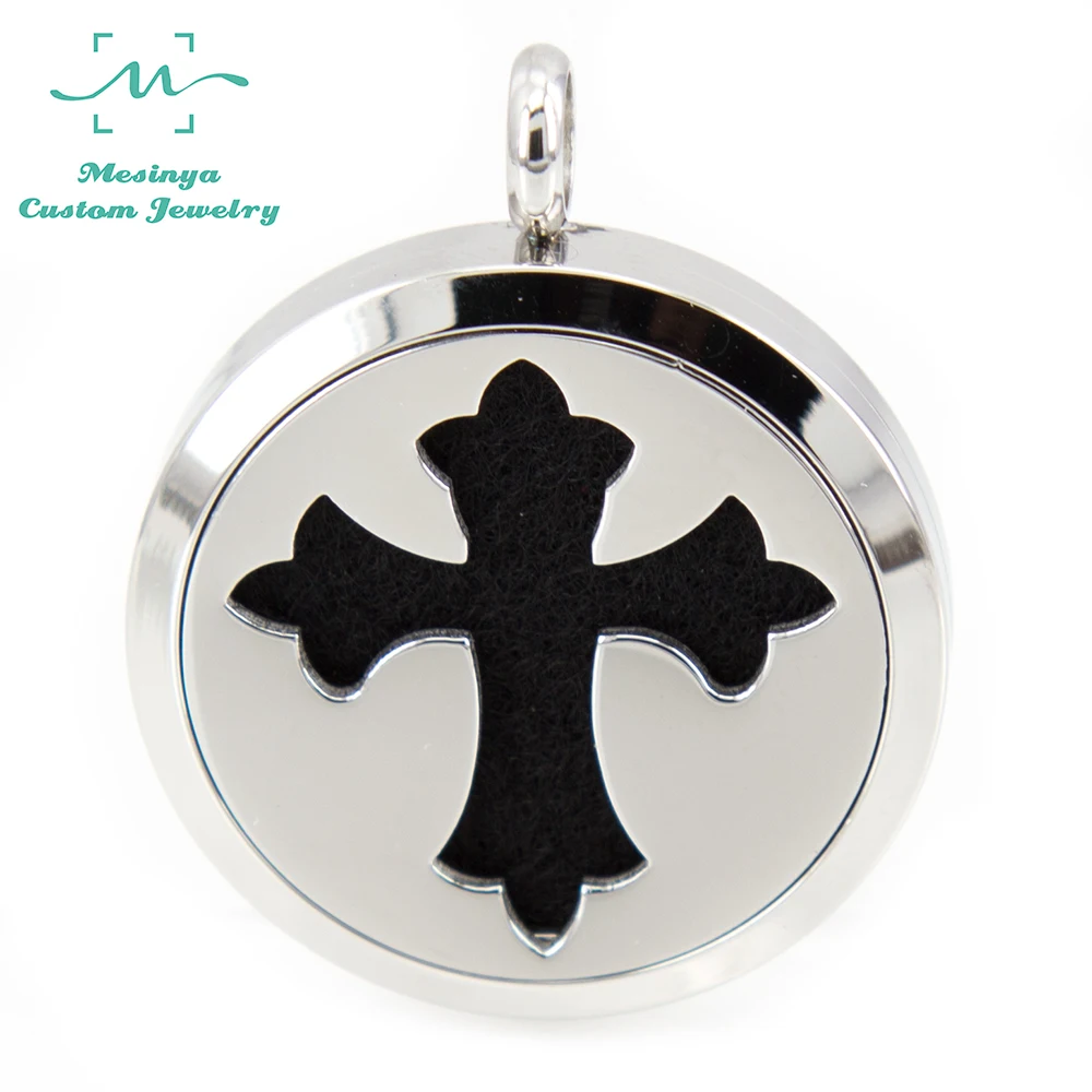 

10pcs silver color newest Cross (30mm)Aromatherapy / Essential Oils 316L S.Steel Perfume Diffuser Locket Necklace