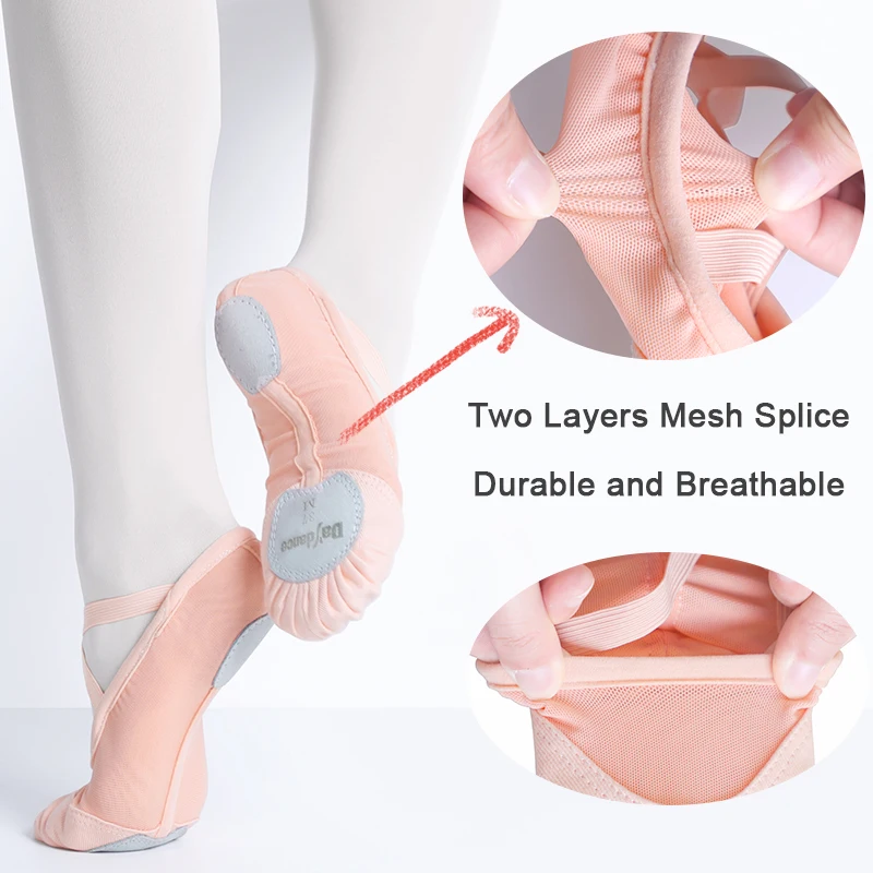 Elastic Mesh Ballet Shoes for Women Adult Soft Split Sole Girls Ballet Slippers High Quality Breathable Ballerina Dance Shoes