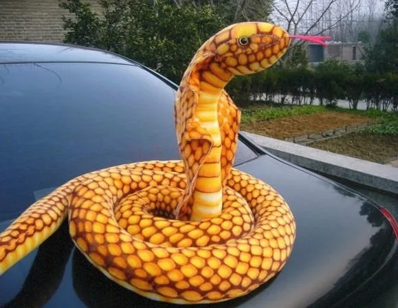 real life toy overall 240cm yellow snake cobra plush toy soft doll funny toy Christmas gift h0999