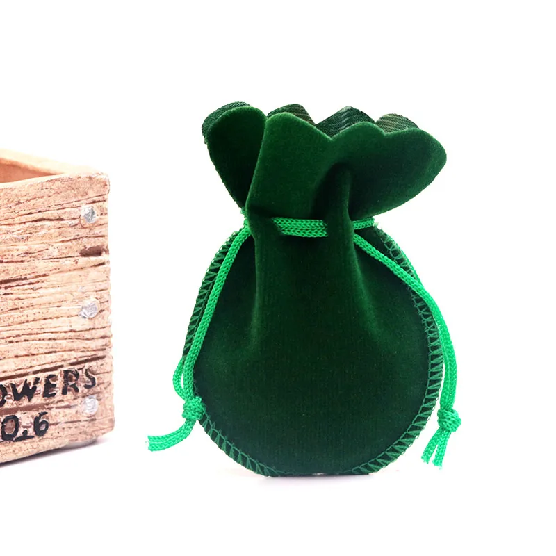 Hotsale 50pcs/lot Green Velvet Bags 7x9cm Small Gourd Pouch Favor Charm Jewelry Packaging Bags Cute Wedding Drawstring Gift Bag