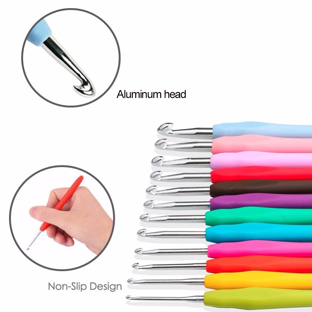 1 Piece Crochet Needle Hook 18 Sizes 1.0mm-10.0mm Soft Grips Crochet Needles Yarn Weave Knitting Needles Hook for Any Yarns