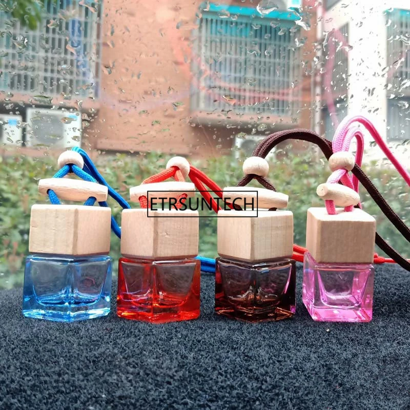 

100pcs 8ml Glass Refillable Car Fragrance Perfume Air Freshener Hanging Bottle Car Perfume Empty Bottles F2256