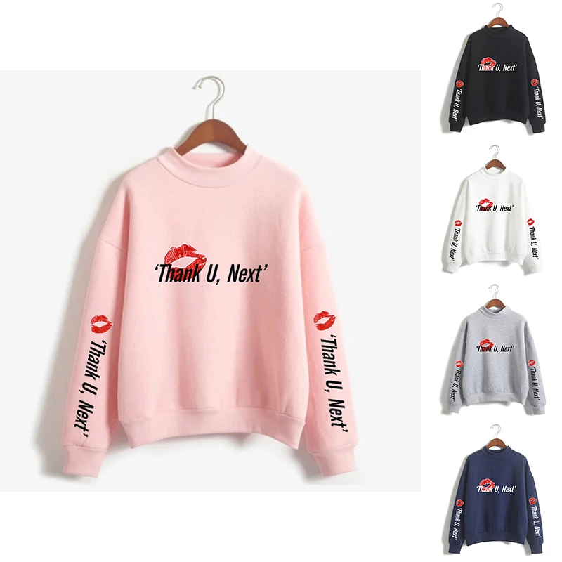 

Thank U Next Fashion Hip Hop High Collar Hoodies Casual Men Women Capless Sweatshirts Long Sleeve Sport Hoodie Pullover Tops 4XL