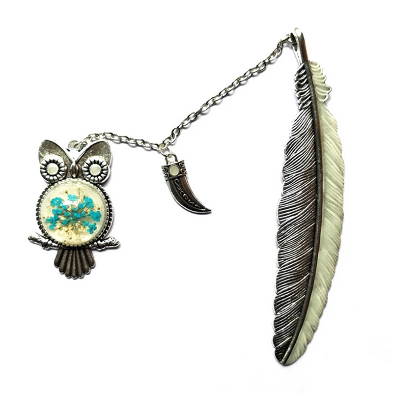 Picture 6: 10 Styles Luminous Owl Bookmark Label Read Maker Feather Bookmark Office Accessories Cute Glow In The Dark Bookmarks