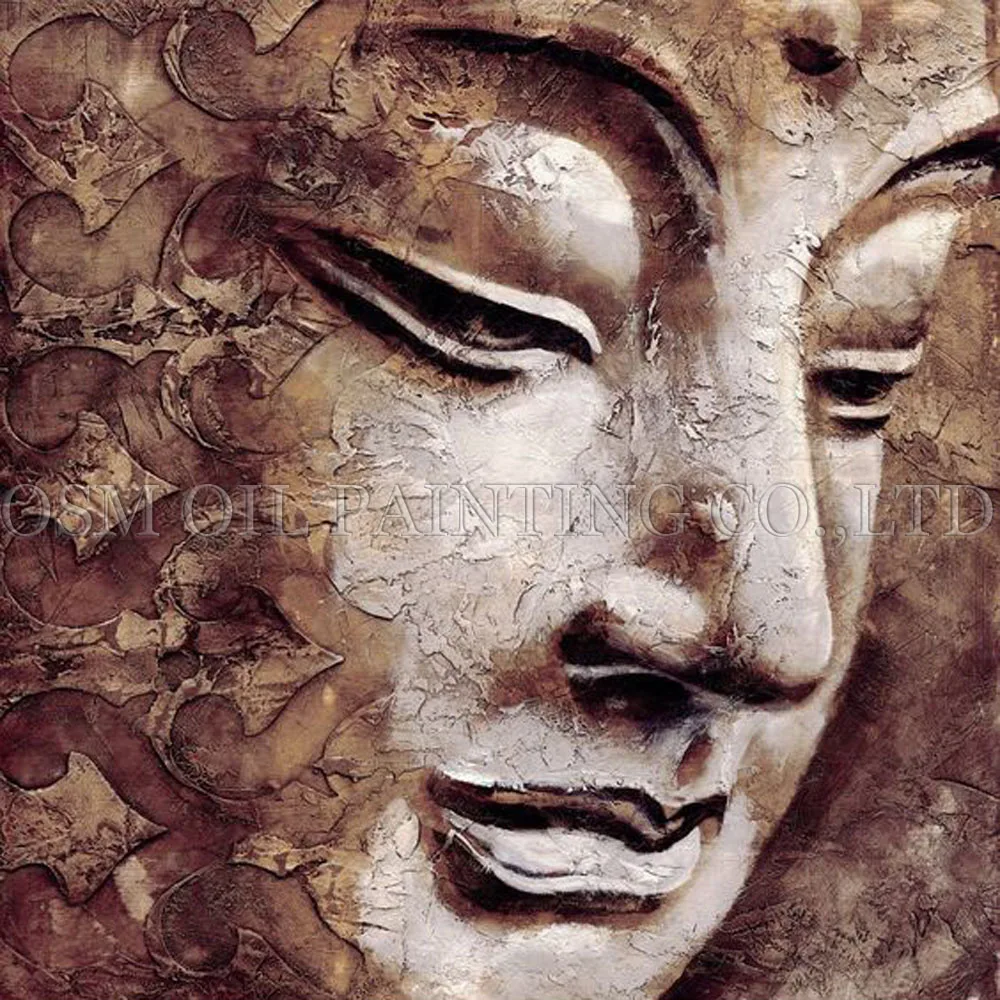 

Top Artist Handmade High Quality Modern Abstract Buddha Oil Painting on Canvas Brown Buddha Portrait Oil Painting for Wall Art