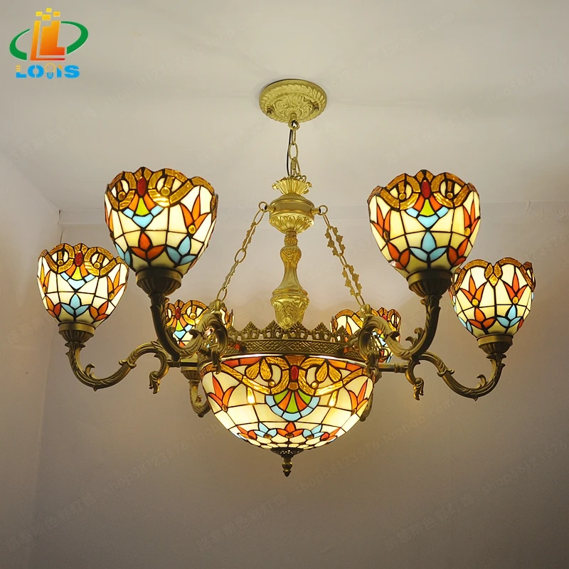 6 Simple Double Leaf Living Room Personality Light Luxury Chandelier Tiffany Modern Nordic Bedroom Light Glass Decoration