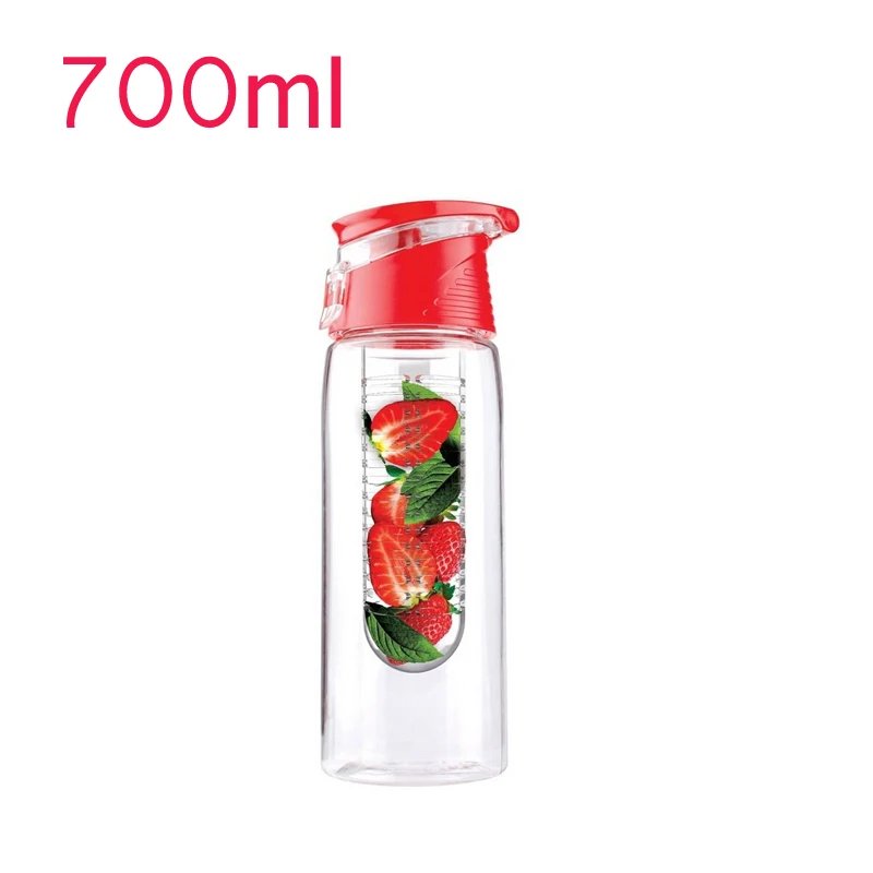 Portable Fruit Juice Infusing 700ml Pink Water Bottle Flip Handle Hank Camping Sports Travel Outdoor BPA-free Bottles