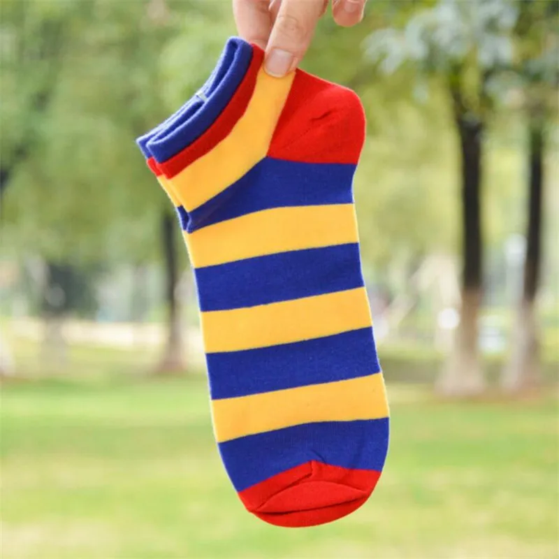 Fashion Men Striped Cotton Short Socks Spring Summer Shallow Mouth Couple Socks Men\'s And Women\'s Sports Ankle Socks