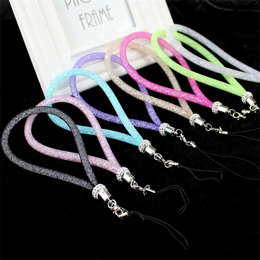 

Bling Rhinestone Diamond Phone Lanyard Straps Fashion Shiny Colorful Short Hand Mobile Chain