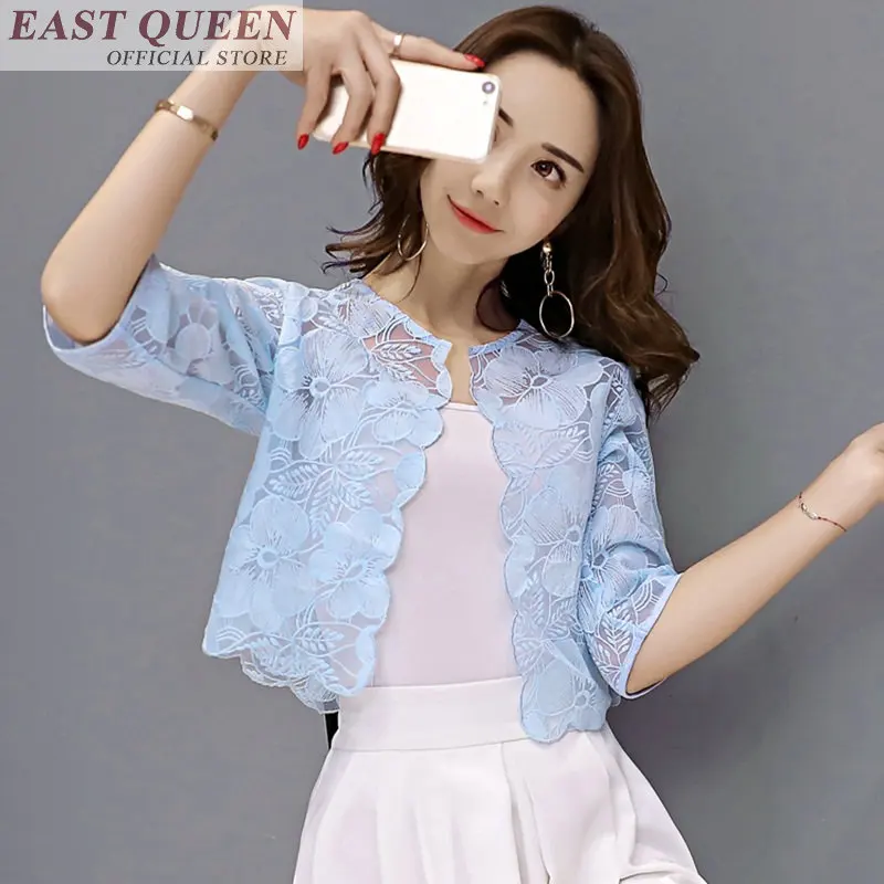 Phụ nữ áo ren o-cổ nửa tay rắn casual ngắn tops nữ tính sơ mi thanh lịch phụ nữ thời trang mỏng áo DD703 L