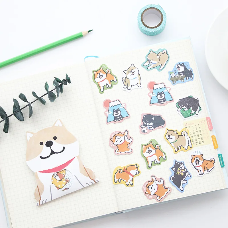 Etiquetas adhesivas decorativas de perro Shiba Akita Inu Husky, pegatinas de papelería, álbum de recortes, etiqueta de palo de diario DIY, 30