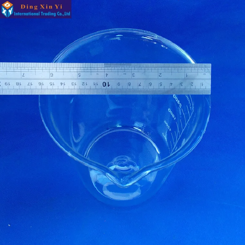 Copo transparente de vidro borossilicato, laboratório, química, laboratório, espessado com bico, 1pc, 3000ml
