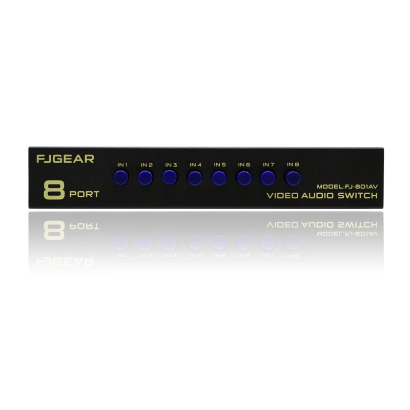 8 Port AV Commutateur Distributeur RCA Audio Vidéo Splitter Switcher TV DVD Moniteur 8 en 1 sortie FJ-801AV