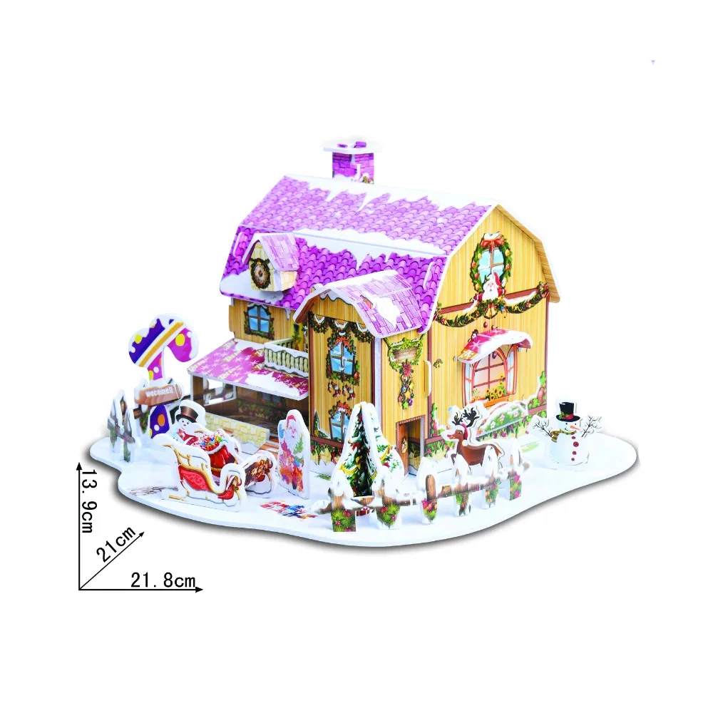 Christmas gift Educational toys for children Christmas Cottage 3D Puzzle DIY 3D three-dimensional puzzles jigsaw puzzles