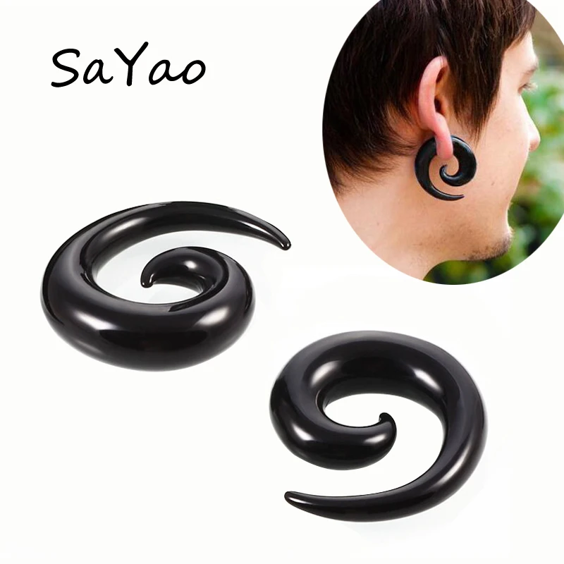 SaYao 2 Pieces Big Size Acrylic Ear Spiral Plugs Earring Gauges Punk Taper Expander Tunnel Piercings Stretcher Kits Body Jewelry