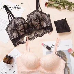 MengShan Ring-free lace edge underwear women Massage palm cup push up bra Comfortable gathering bra push up 85A 85B 85C