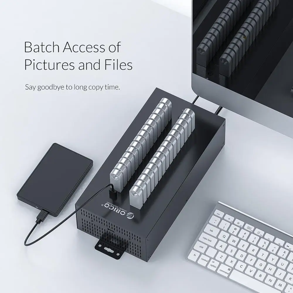 ORICO 30 Ports USB HUB Industrial USB 2.0 HUB with 300W Detached Power Module Batch Deplication