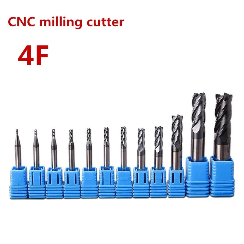 Fresa 4 millimetri 6 millimetri 8 millimetri 10mm 12mm 4 slot allungamento ad alta resistenza fresatura di acciaio al tungsteno fresa CNC in metallo duro rivestito in metallo end mill