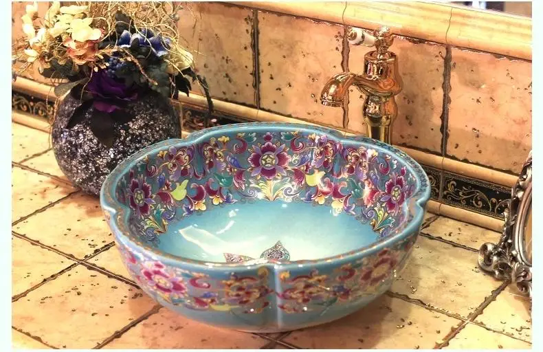 Lavandini da appoggio in ceramica stile vintage europeo Lavabo da appoggio Lavandini da bagno Lavandini da bagno per bagno