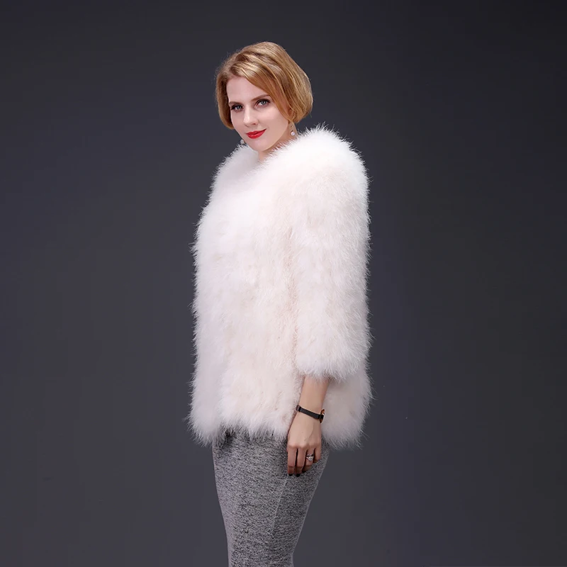 Pink Ostrich Fur Coat for Women, Short Jacket, Fluffy Coat, High Fashion, Natural Fur, Thick, Warm, Street Style, Spring