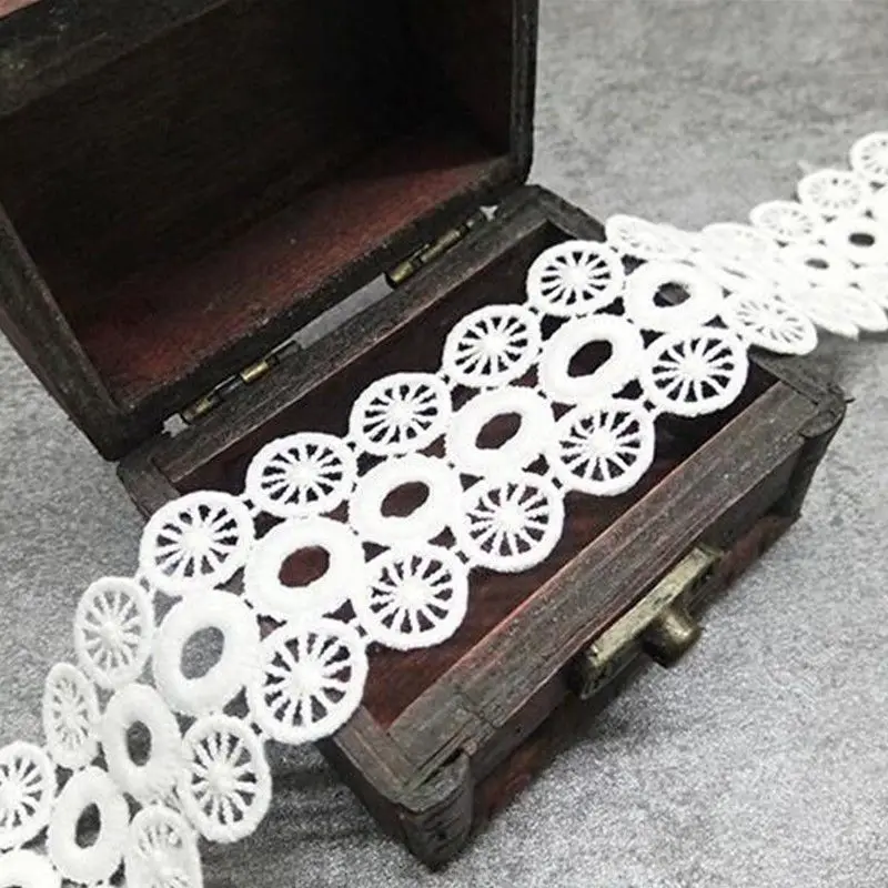 1/2/5 Yards Circle Dot Wheel Lace  Trim Ribbon Tape 40MM Wedding Embroidery Sewing African Lace Fabric DIY Craft Decoration