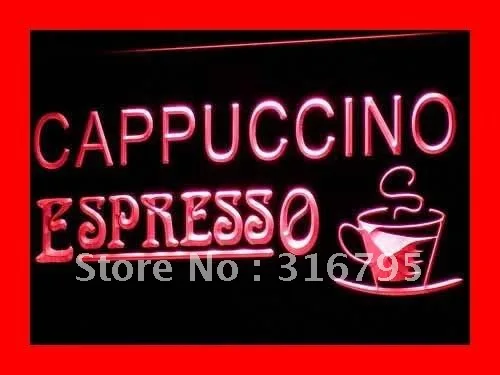 i317 Cappuccino Espresso Coffee Cafe LED Neon Light Light Signs On/Off Switch 20+ Colors 5 Sizes