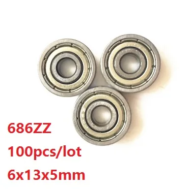 

100pcs/lot 686 ZZ 686Z 686ZZ 6x13x5mm Deep Groove Ball Bearings Miniature mini High-carbon steel bearing 6*13*5mm