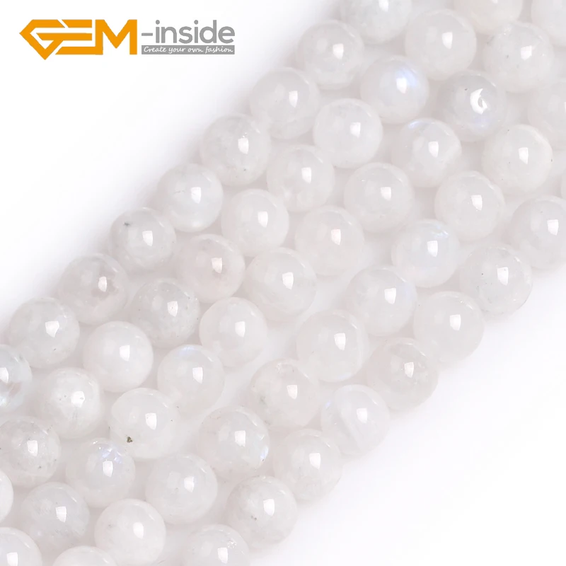 

GEM-inside Natural Moonstone Round Beads For Jewelry Making DIY Strand 15 Inches 6/8/10/12/14mm 16-17MM Size Wholesale !