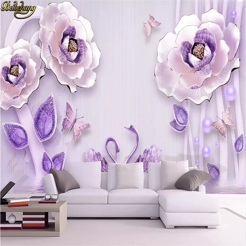 beibehang Custom Luxury European embossed flower peony wallpapers for living room TV background 3D mural wall papers home decor