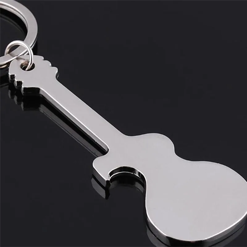 Free shipping 100 Pcs/lot Guitar Beer Wine Bottle Opener Keychain Key Ring Bottle Opener Keyring Great household Goods